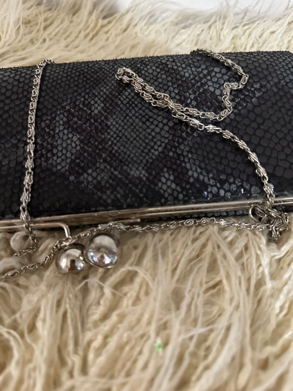 Chic Dark Charcoal Gray Snakeskin Print Evening Clutch Bag - Elegant Party Purse